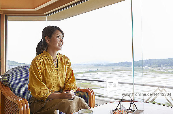 Japanese woman at a traditional hotel