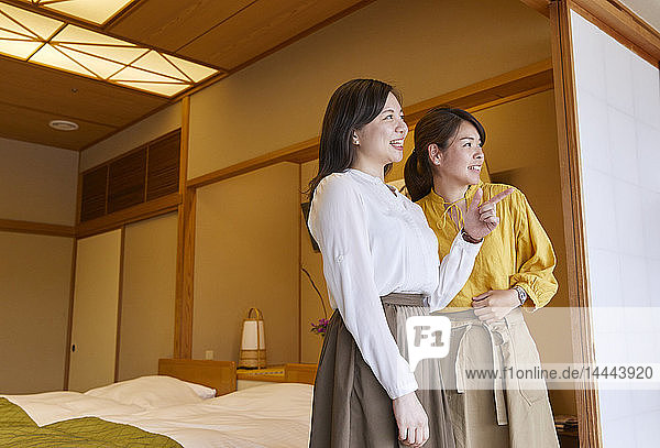 Japanese women at a traditional hotel