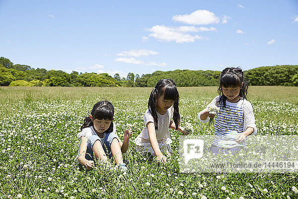 Japanese kids in a city park