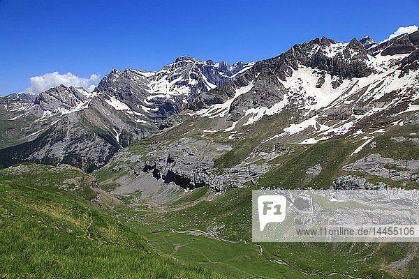 Frankreich  Occitanie (Midi Pyrenees )  Hautes Pyrenees (65)  Gavarnie Gedre  Tentes Pass und Pouey Aspe Tal