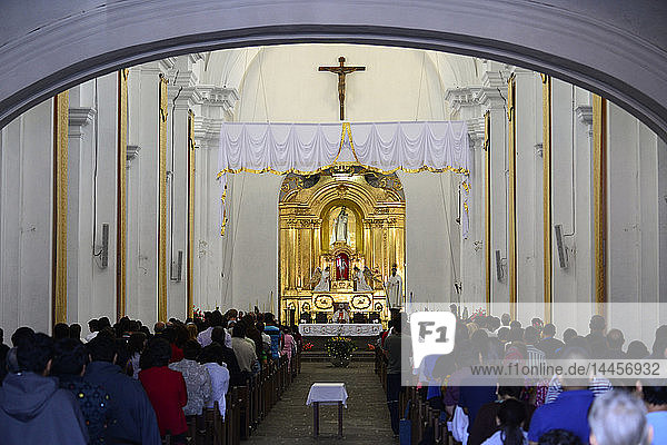 Mass of Easter Sunday in La Merced church   Guatemala  Central America.