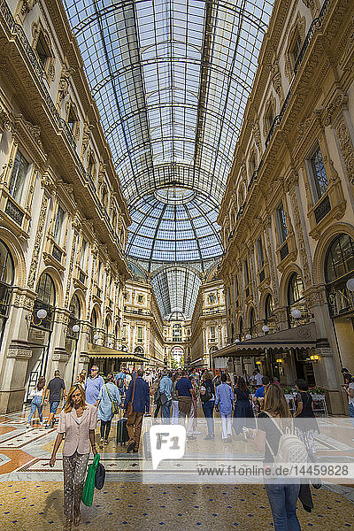 View of the interior of Galleria Vittorio Emanuele II  Milan  Lombardy  Italy