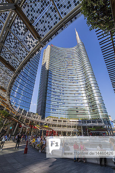 View of buildings in Piazza Gae Aulenti  Milan  Lombardy  Italy