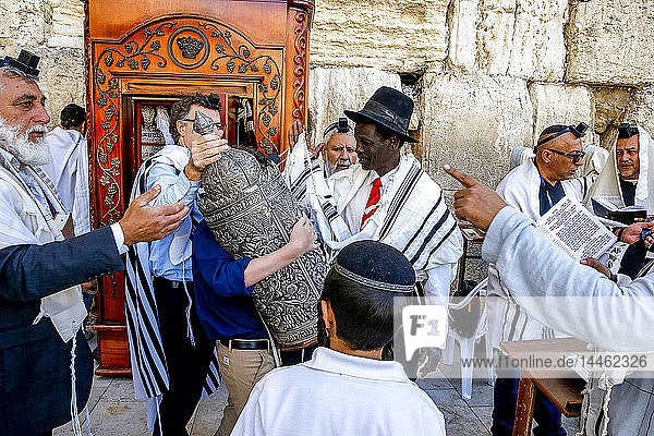 Bar Mitzvah at the Western Wall  Jerusalem  Israel  Middle East