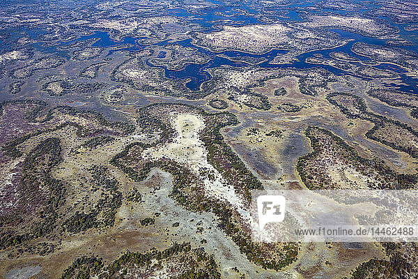 Luftaufnahme des Okavango-Deltas  UNESCO-Welterbe  Botswana  südliches Afrika