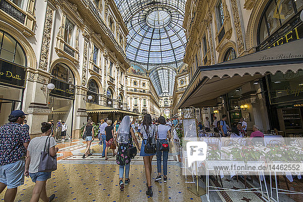 View of the interior of Galleria Vittorio Emanuele II  Milan  Lombardy  Italy