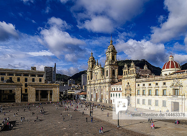 Kathedrale von Kolumbien und Tabernakelkapelle  Ansicht von oben  Bolivar-Platz  Bogota  Hauptstadtbezirk  Kolumbien  Südamerika