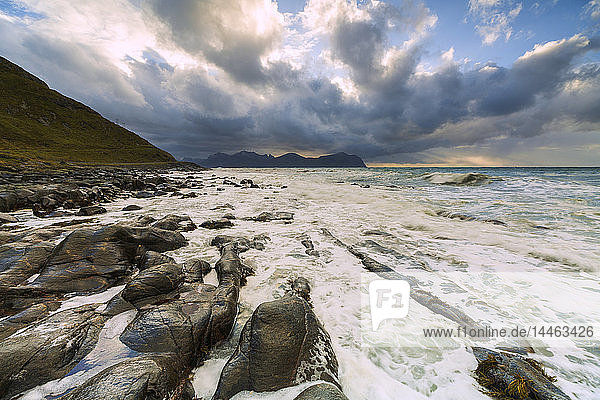 Rocks on beach in Vikten Lofoten Islands Norway