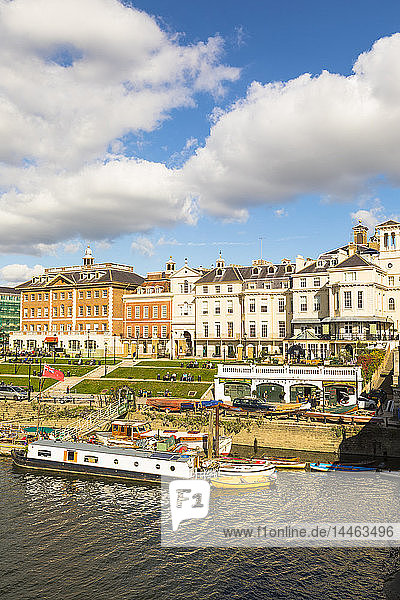 Buildings by river in Richmond England