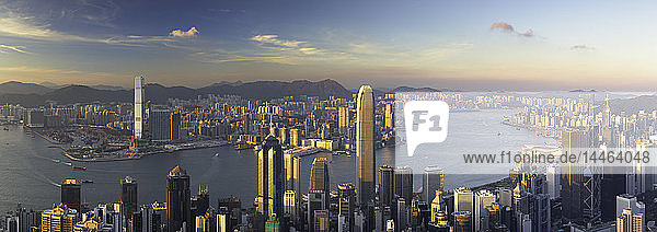 Skyline of Hong Kong Island and Kowloon from Victoria Peak,  Hong Kong Island,  Hong Kong,  China
