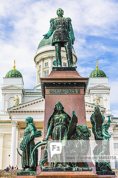 Statue of Emperor Alexander II in Senate Square Helsinki Finland