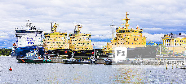Moored ice breakers in Helsinki Finland