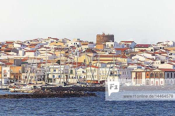 Village of Calasetta from the sea Sant'Antioco Island Sud Sardegna province Sardinia Italy Mediterranean
