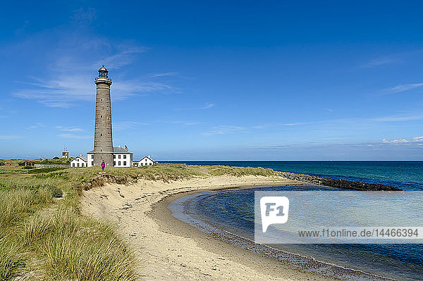 Dänemark Jütland Skagen Grenen grauer Leuchtturm