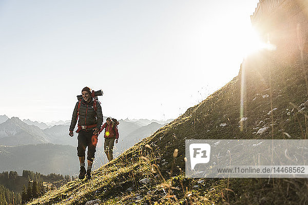 Couple hiking in the Austrian mountains