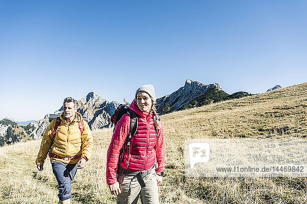 Austria  Tyrol  couple hiking in the mountains