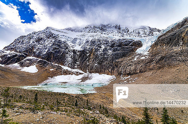 Canada  Alberta  Jasper National Park  Mountain Edith Cavell  Angel Glacier lake