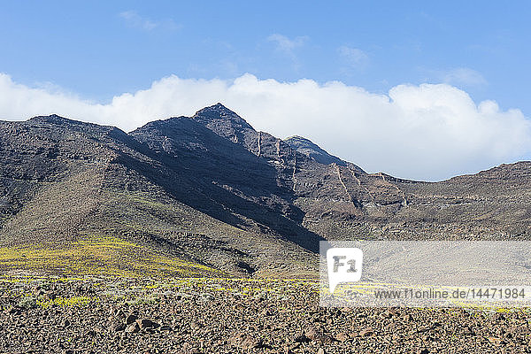 Spain Canary Islands Fuerteventura mountainscape in the south of the island