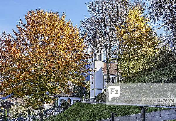 Germany Bavaria Garmisch-Partenkirchen Grainau Parish church St John the Baptist