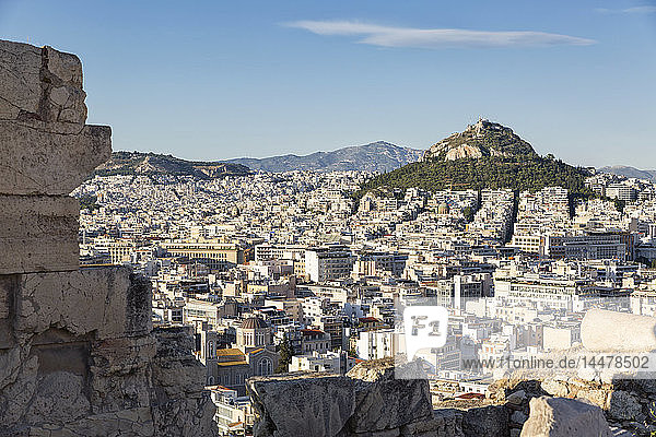 Griechenland  Athen  Blick von der Akropolis auf den Lykabettus