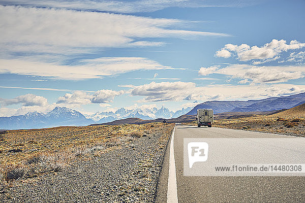 Argentina Patagonia El Chalten camper on road towards Fitz Roy