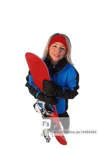 Frau mit Snowboard