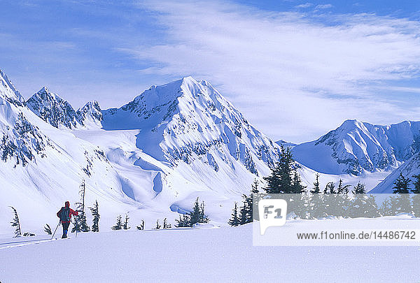 Cross Country Skier Winter Turnagain Pass SC Alaska