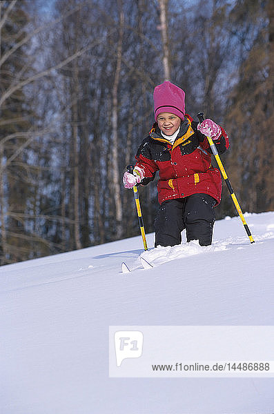 Young Girl Cross-Country Skiing Winter SC AK