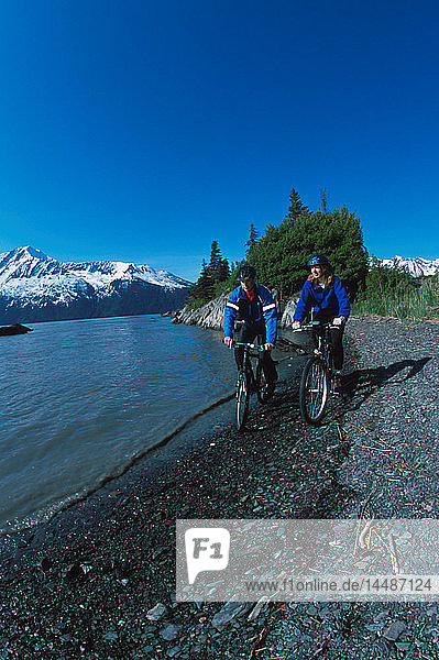 Group Biking at Beach Bird Point Southcentral Alaska