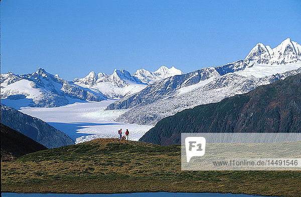 Hikers Thunder Mountain Mendenhall Glacier SE Alaska