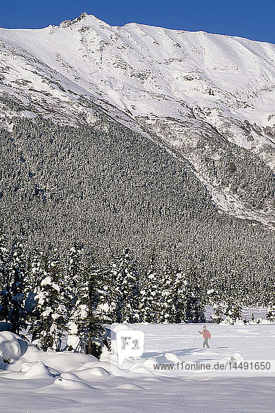 Cross Country Skier Alyeska Southcentral AK Winter