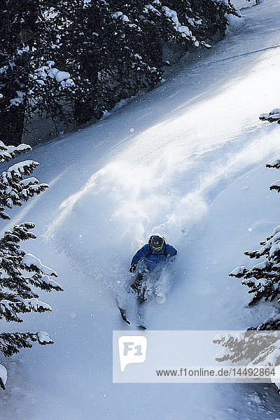 Person skiing low angle view Switzerland