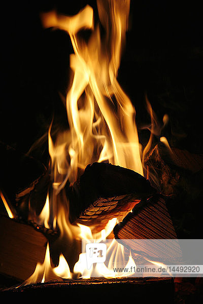 Burning fire at night