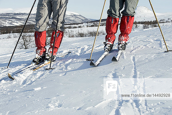 Two people skiing low section