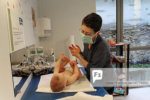 Reportage in a French Maternal and Child Protection centre in Chateaubriant  France. Consultation with a pediatrician.