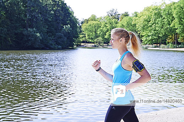 Woman speed walking.