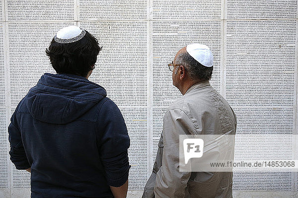 Wall of names at the Paris Holocaust memorial.