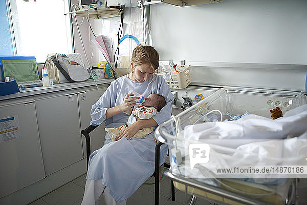 PREMATURE BABY WITH BABY BOTTLE