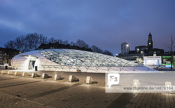 Illuminated modern building
