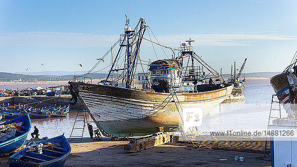 Schiffe und Boote im Hafen  Essaouira  Marokko