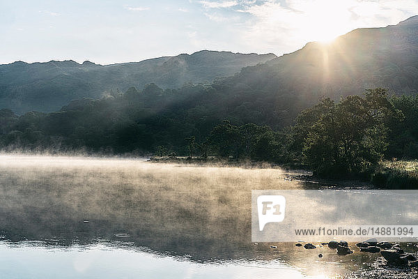 Der See Llyn Gwynant an einem sonnigen Tag  Snowdonia  Llanberis  Gwynedd  UK