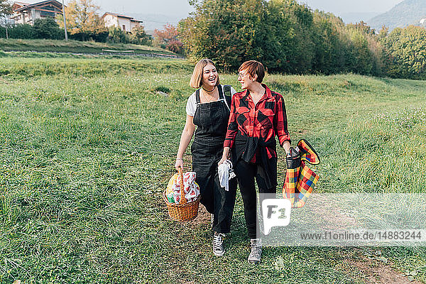 Freunde gehen zum Picknick  Rezzago  Lombardei  Italien