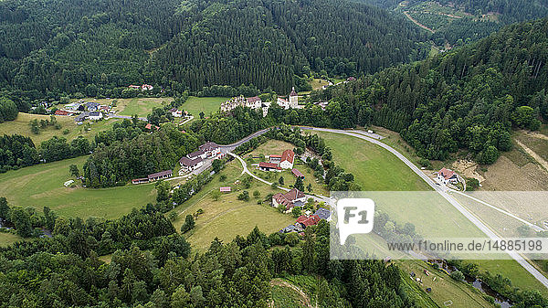 Österreich  Oberösterreich  Mühlviertel  Vorgarten  Luftaufnahme