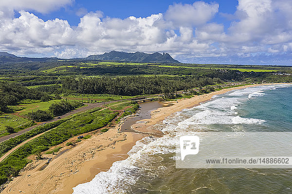 USA  Hawaii  Kauai  Kauai Multiuse Path  Kealia Beach  Aerial view