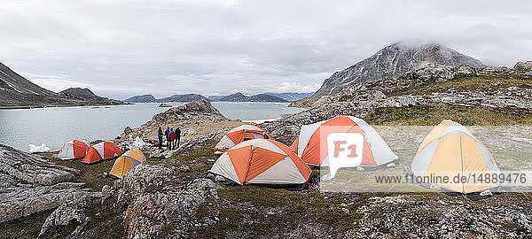 Greenland  Sermersooq  Kulusuk  Schweizerland Alps  group of people at camp