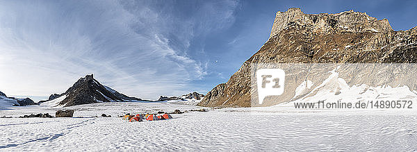 Greenland Sermersooq Kulusuk Schweizerland Alps tent camp in snow