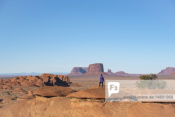 Mature woman in Monument Valley  Arizona  USA