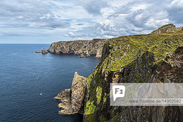Steile Klippen entlang der Küstenlinie von Arranmore Island; Grafschaft Donegal  Irland