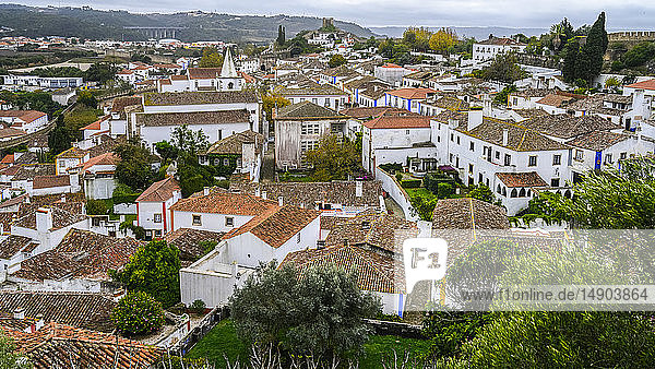 Dächer in der Stadt Obidos  Portugal; Obidos  Bezirk Leiria  Portugal