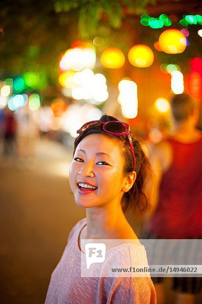 Japanese girl poses for pictures in Bangkok  Thailand.